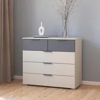 Sajo 3+2 Drawer Chest - Champagne, Metallic Dark Grey