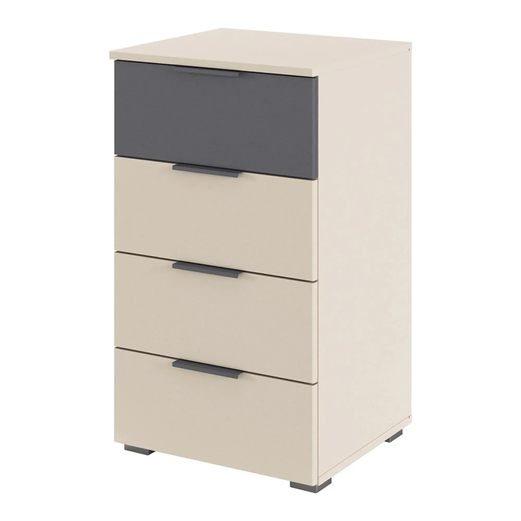 Sajo 4 Drawer Chest - Champagne, Metallic Dark Grey