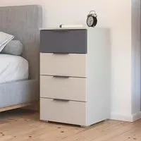 Sajo 4 Drawer Chest - Champagne, Metallic Dark Grey