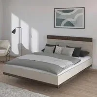 Sajo King Size Bed Frame - Champagne, Atlantic Dark Oak