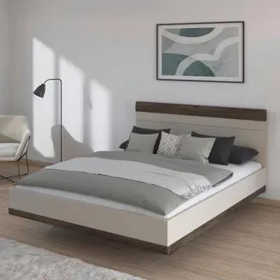 Sajo King Size Bed Frame - Champagne, Atlantic Dark Oak