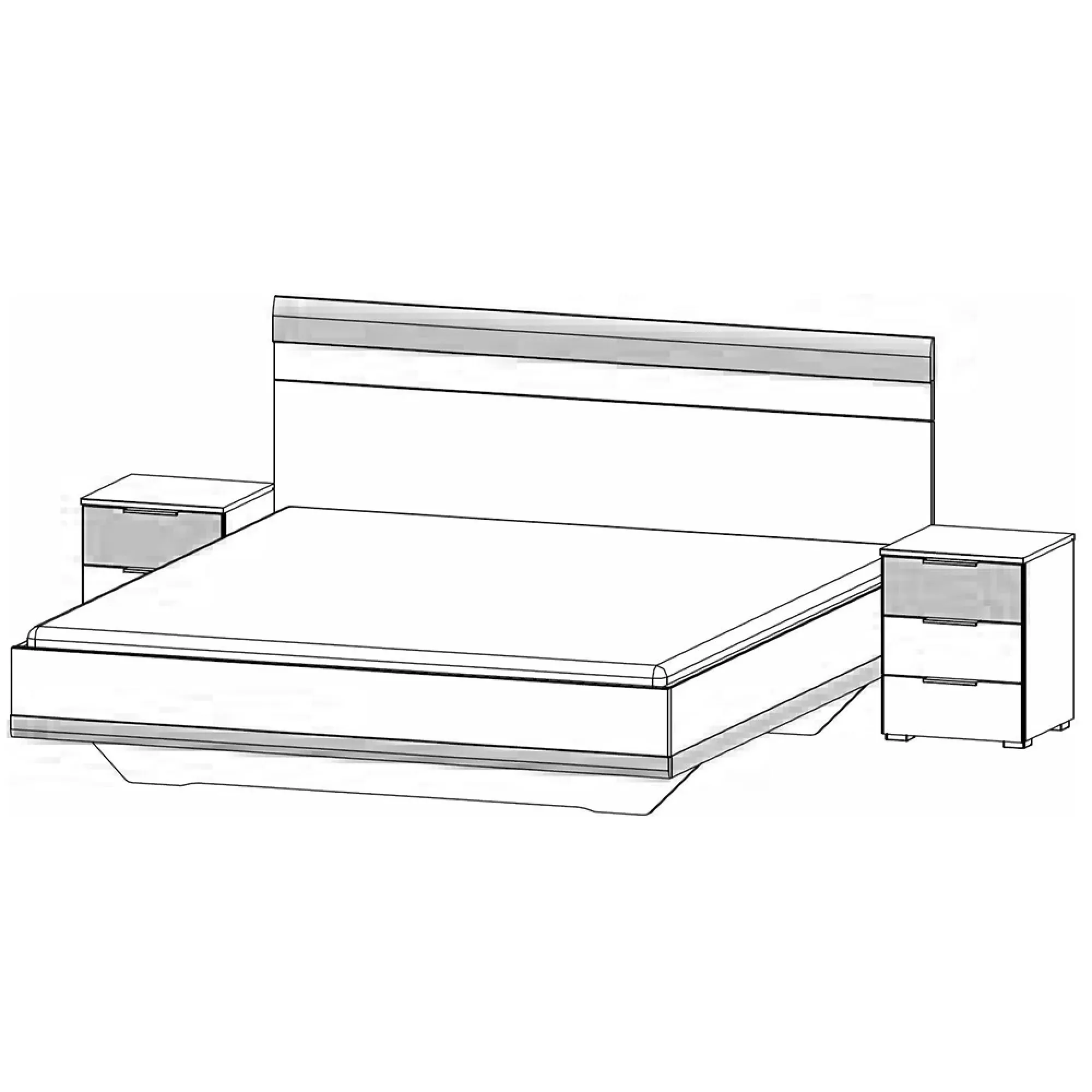 Sajo King Size Bed with 2 Bedside Cabinets - Champagne