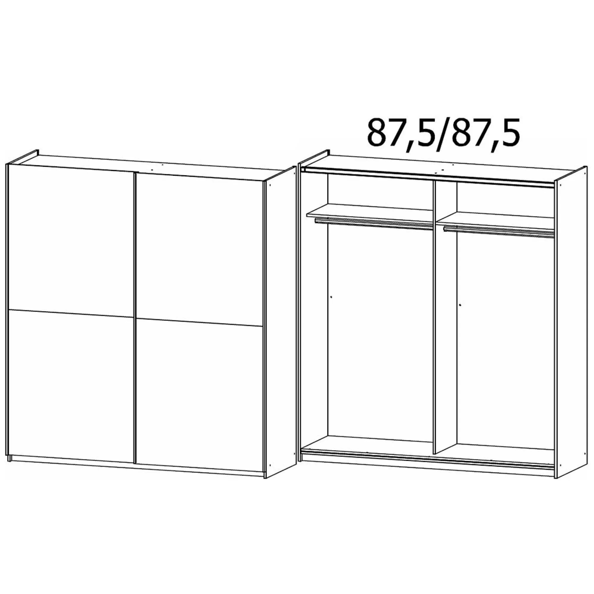 Saturn 175cm 2 Door Sliding Wardrobe - White