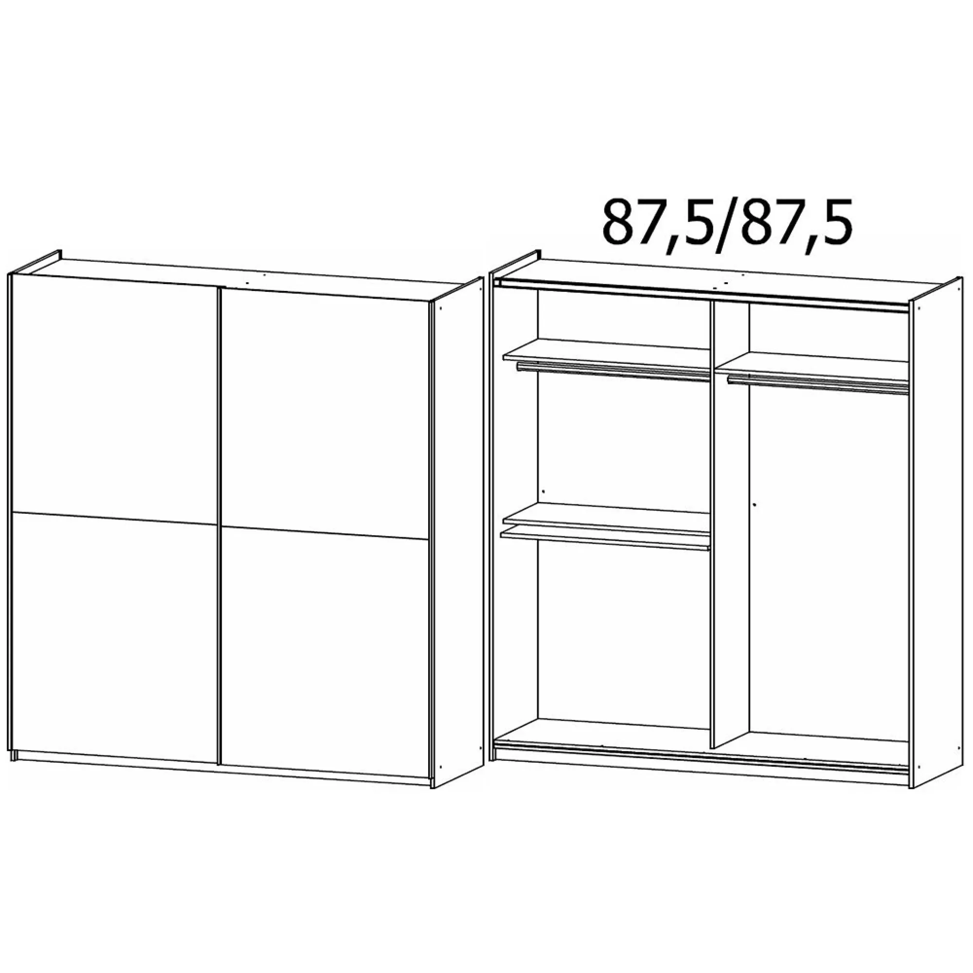 Saturn 175cm 2 Door Sliding Wardrobe with Extras - White