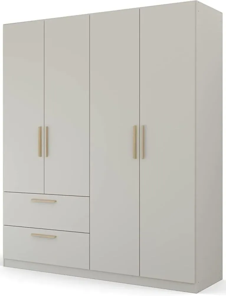 Skandi Quadra-Spin 4 Door Wardrobe with Drawers - Grey