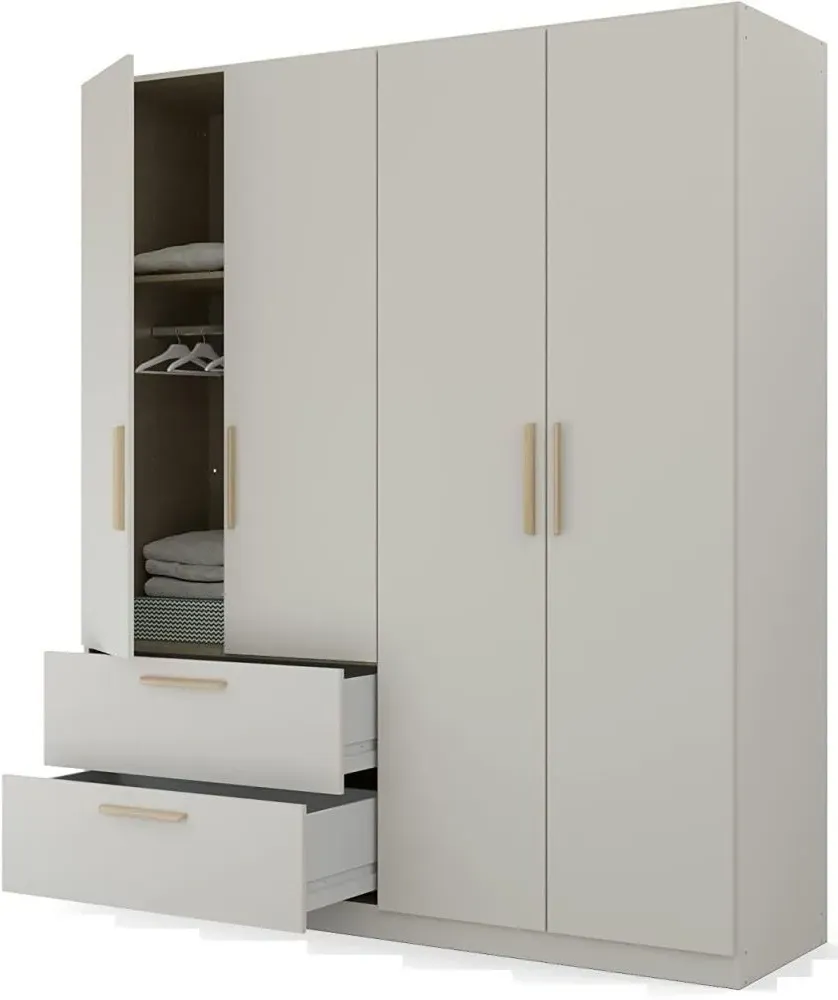 Skandi Quadra-Spin 4 Door Wardrobe with Drawers - Grey