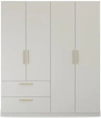 Skandi Quadra-Spin 4 Door Wardrobe with Drawers - Grey