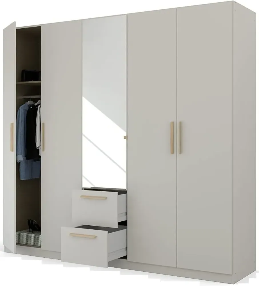 Skandi Quadra-Spin 5 Door Combi Wardrobe - Grey