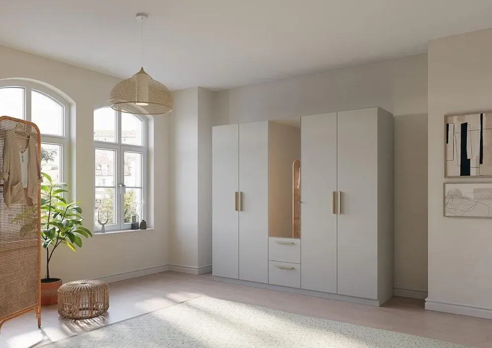 Skandi Quadra-Spin 5 Door Combi Wardrobe - Grey