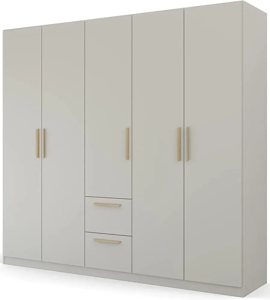 Skandi Quadra-Spin 5 Door Wardrobe with Drawers - Grey