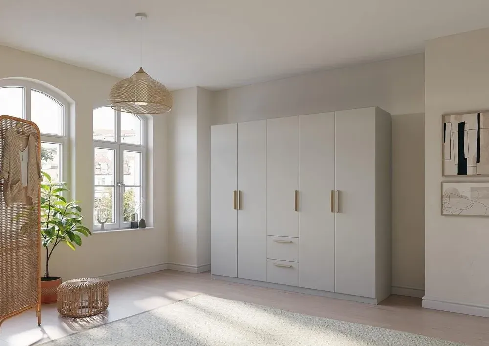 Skandi Quadra-Spin 5 Door Wardrobe with Drawers - Grey