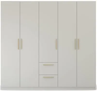 Skandi Quadra-Spin 5 Door Wardrobe with Drawers - Grey
