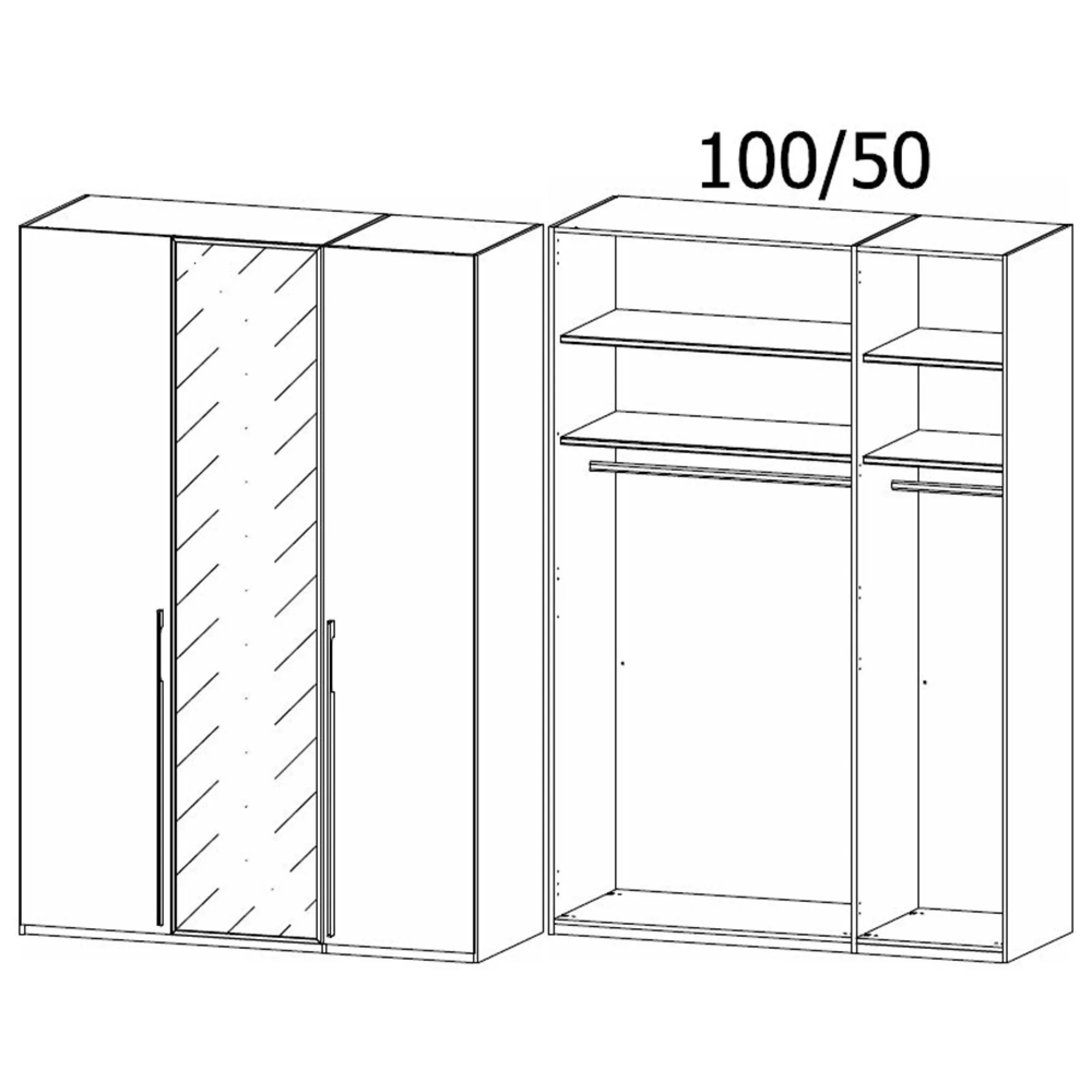 Skat Shine 3 Door Wardrobe - Graphite