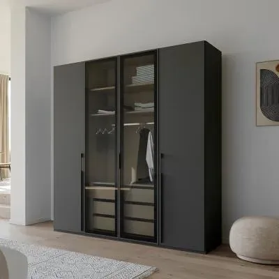 Skat Shine 4 Door Wardrobe - Graphite