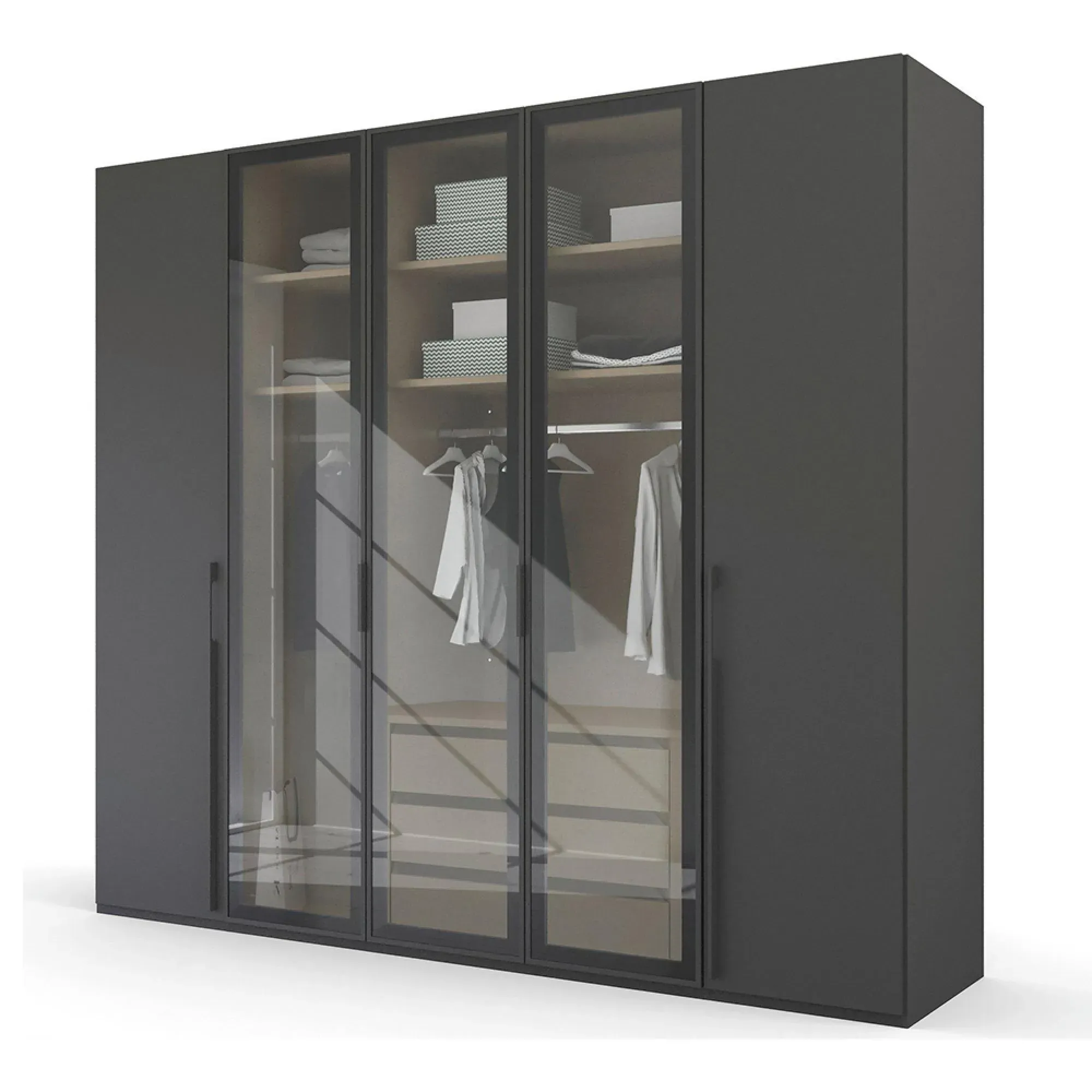 Skat Shine 5 Door Wardrobe - Graphite