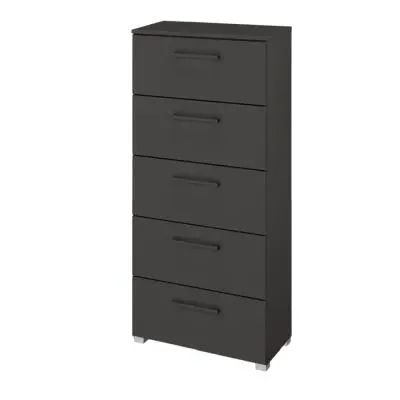Skat Shine 5 Drawer Tall Chest - Graphite