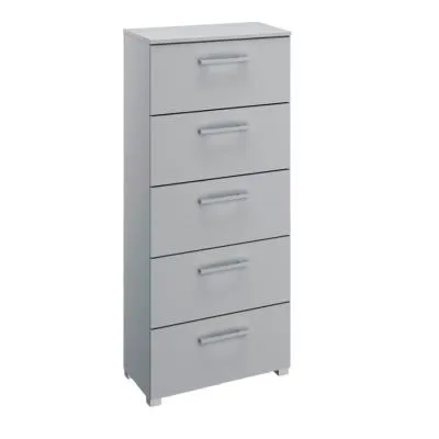 Skat Shine 5 Drawer Tall Chest - Silk Grey