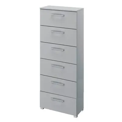 Skat Shine 6 Drawer Tall Chest - Silk Grey