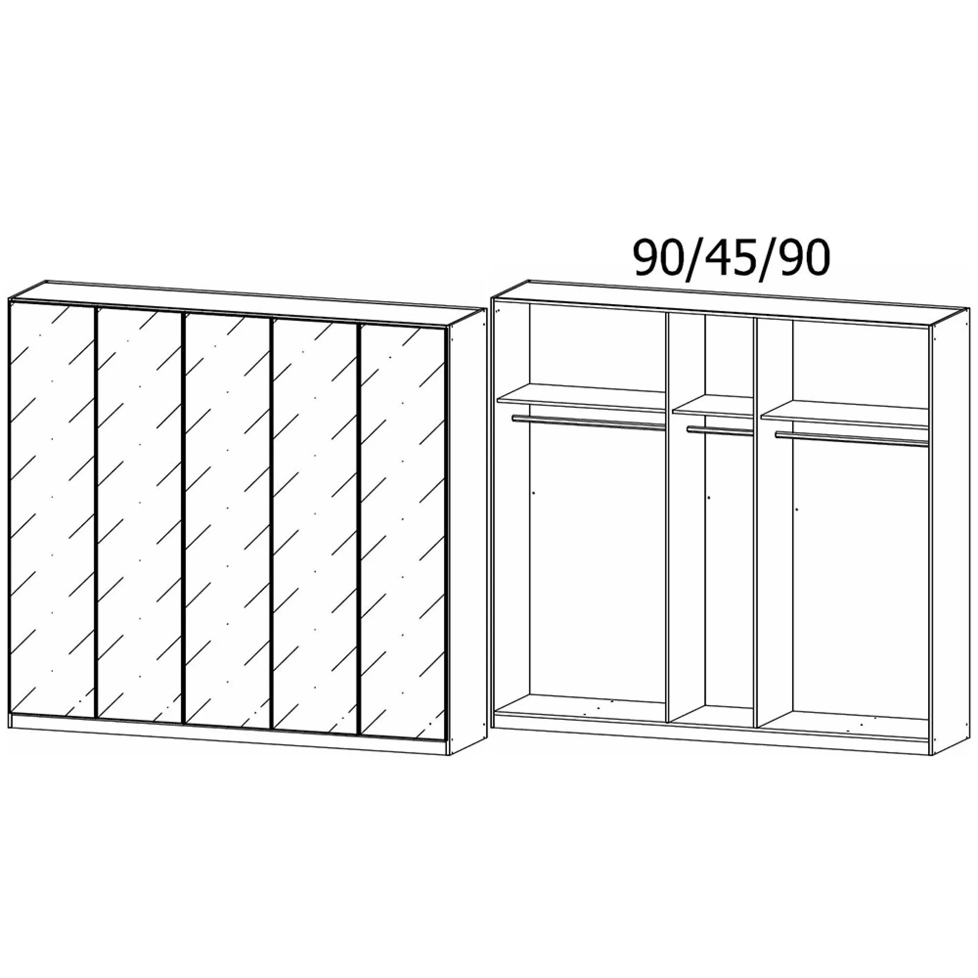 Skyla 5 Door Mirrored Wardrobe - Artisan Oak