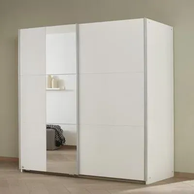 Slide 175cm 2 Door Sliding Wardrobe with Mirror - Alpine White