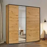 Slide 175cm 2 Door Sliding Wardrobe with Mirror - Artisan Oak