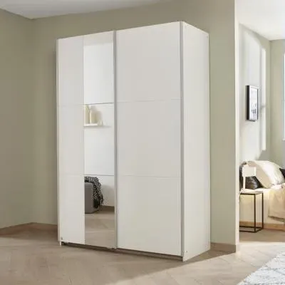 Slide 2 Door Sliding Wardrobe with Mirror - Alpine White