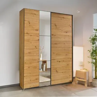 Slide 2 Door Sliding Wardrobe with Mirror - Artisan Oak