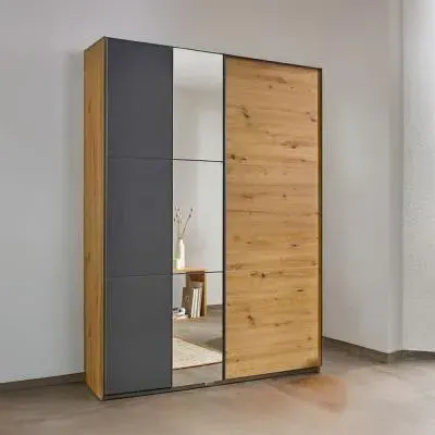 Slide 2 Door Sliding Wardrobe with Mirror - Artisan Oak