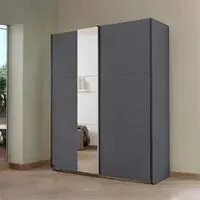 Slide 2 Door Sliding Wardrobe with Mirror - Dark Grey