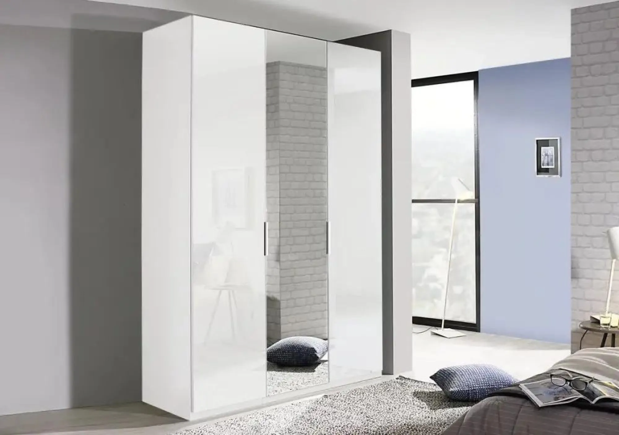 Stuttgart 3 Door Mirror Wardrobe - White