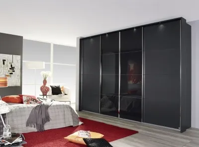Syncrono 4 Door Sliding Wardrobe - Grey, Glass