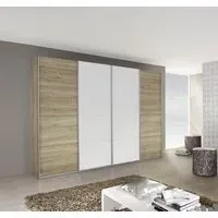 Syncrono 4 Door Sliding Wardrobe - Oak, White