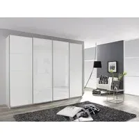 Syncrono 4 Door Sliding Wardrobe - White, Glass