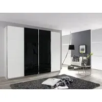 Syncrono 4 Door Sliding Wardrobe - White, Glass