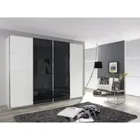 Syncrono 4 Door Sliding Wardrobe - White, Glass