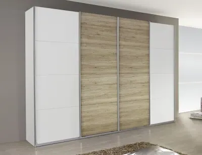 Syncrono 4 Door Sliding Wardrobe - White, Oak
