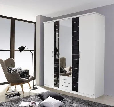 Terano 3 Door Combi Wardrobe - White, Wood Effect
