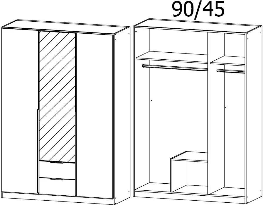 Texas 3 Door Combi Wardrobe with Mirror - Silk Grey
