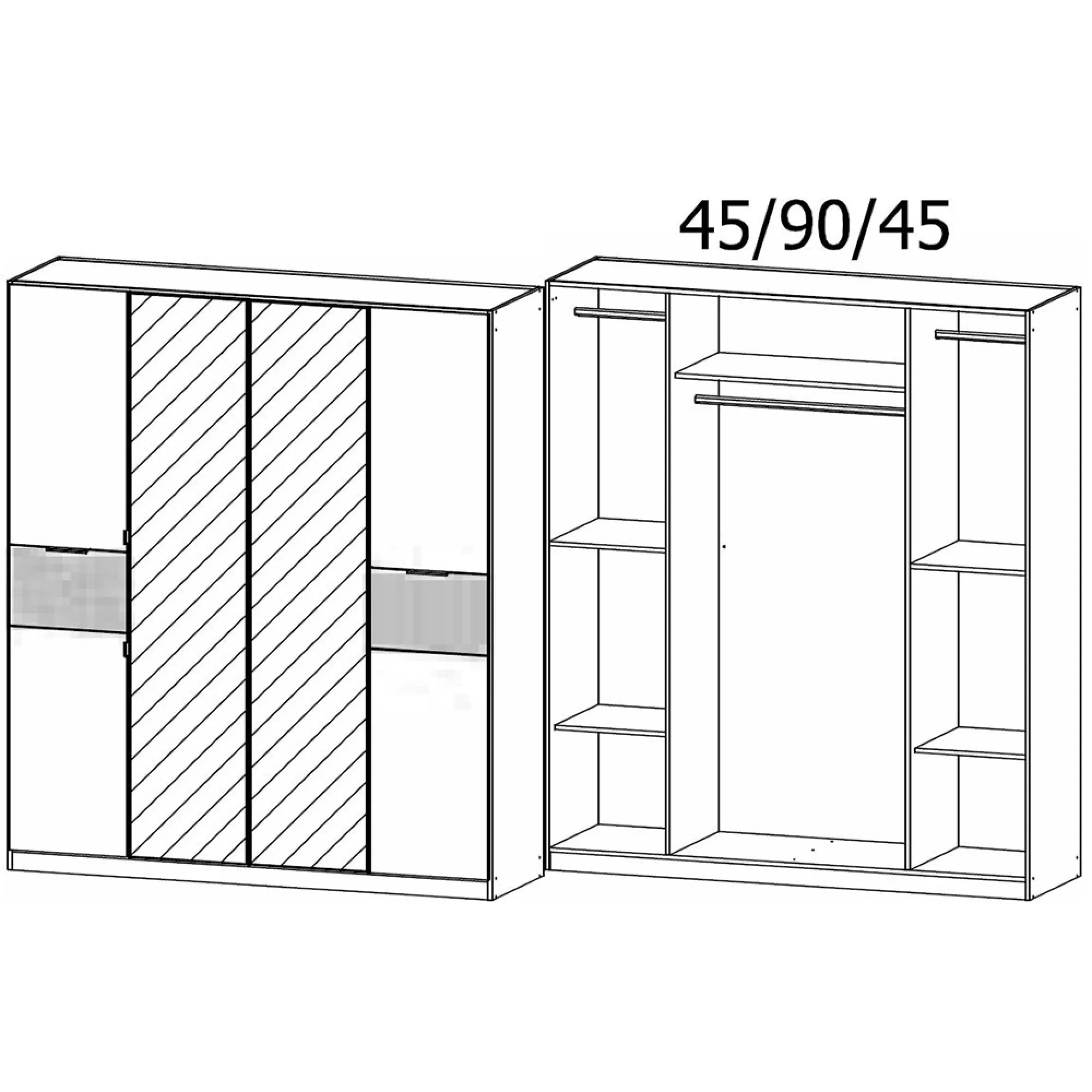 Ticao 181cm 6 Door Combi Wardrobe - Alpine White