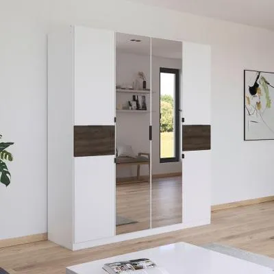 Ticao 181cm 6 Door Combi Wardrobe - Alpine White, Atlantic Dark Oak
