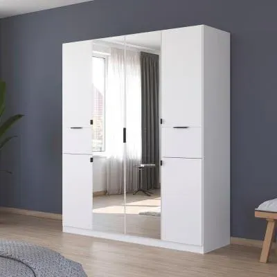Ticao 181cm 6 Door Combi Wardrobe - Alpine White