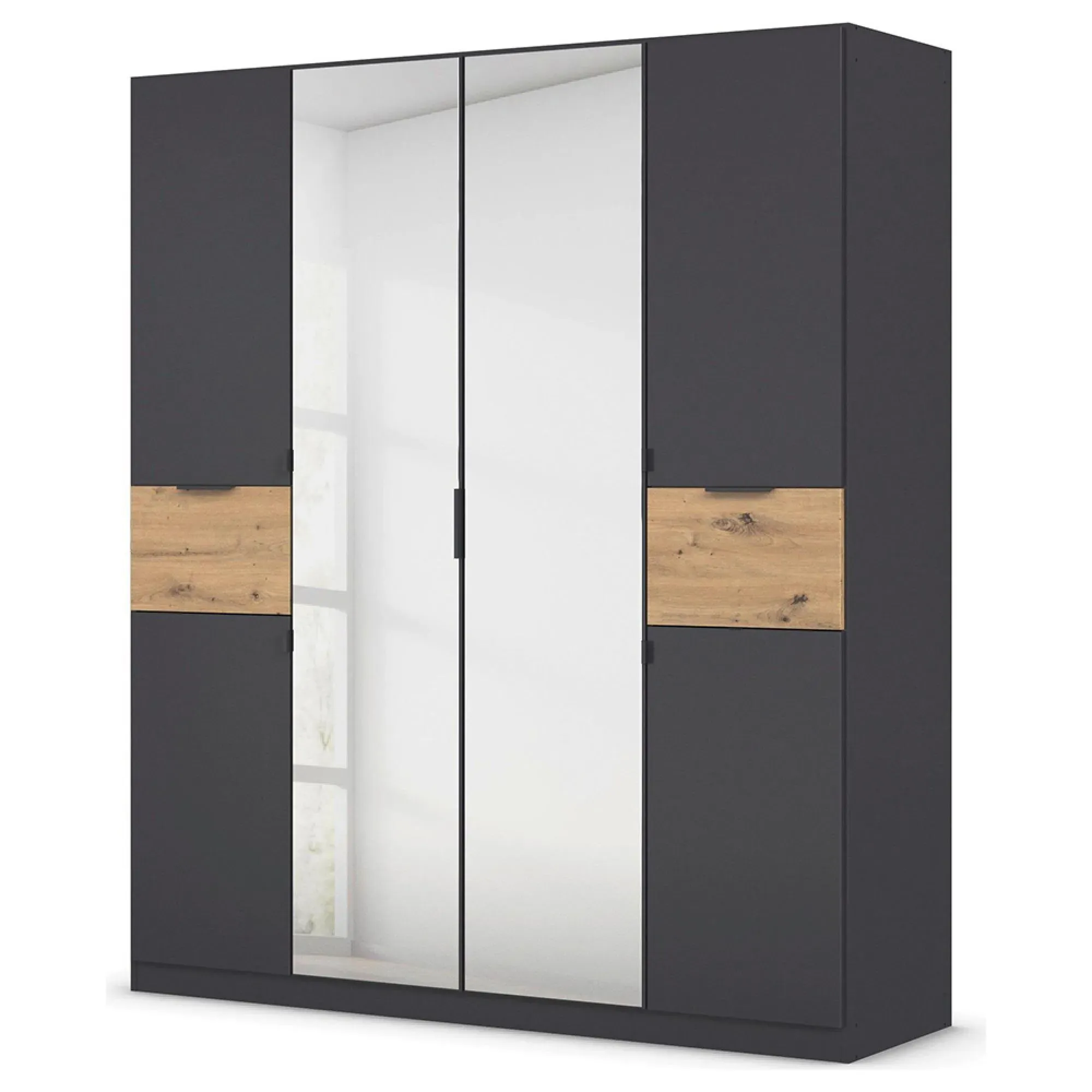 Ticao 181cm 6 Door Combi Wardrobe - Metallic Dark Grey, Artisan Oak