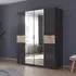 Ticao 181cm 6 Door Combi Wardrobe - Metallic Dark Grey, Artisan Oak