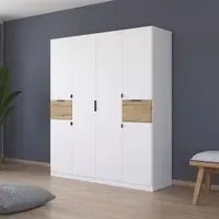 Ticao 181cm 6 Door Wardrobe - Alpine White, Artisan Oak