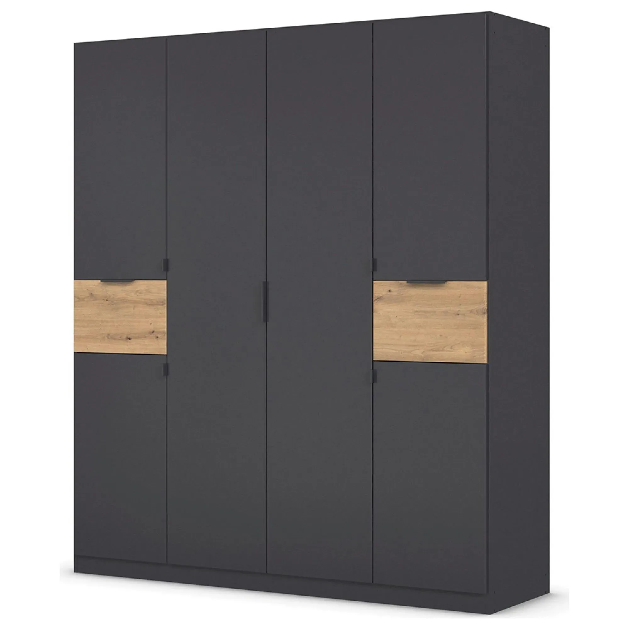 Ticao 181cm 6 Door Wardrobe - Metallic Dark Grey, Artisan Oak