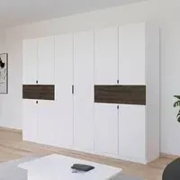 Ticao 271cm 10 Door Wardrobe - Alpine White, Atlantic Dark Oak