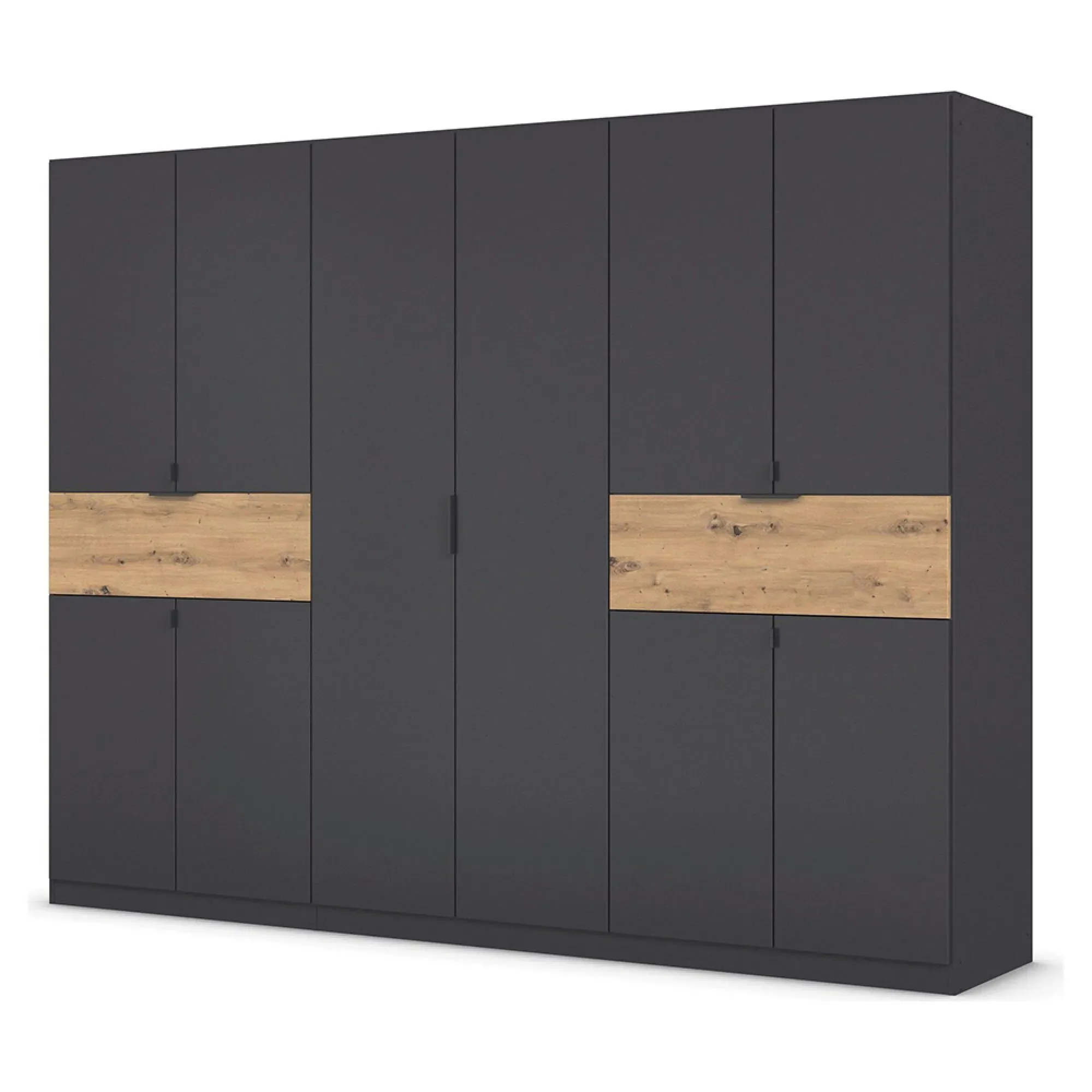 Ticao 271cm 10 Door Wardrobe - Metallic Dark Grey, Oak