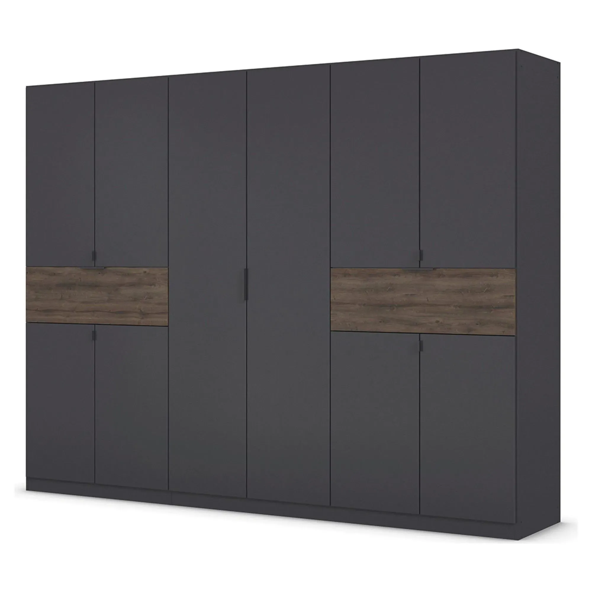 Ticao 271cm 10 Door Wardrobe - Metallic Dark Grey, Oak