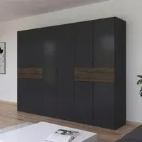 Ticao 271cm 10 Door Wardrobe - Metallic Dark Grey, Oak