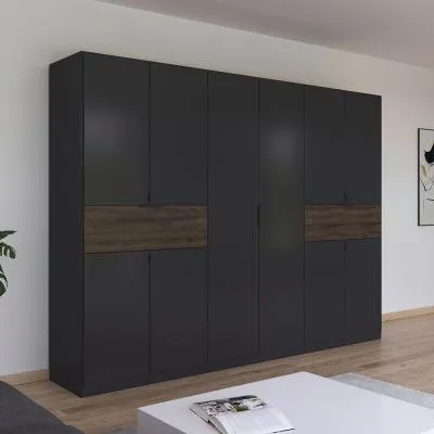 Ticao 271cm 10 Door Wardrobe - Metallic Dark Grey, Oak
